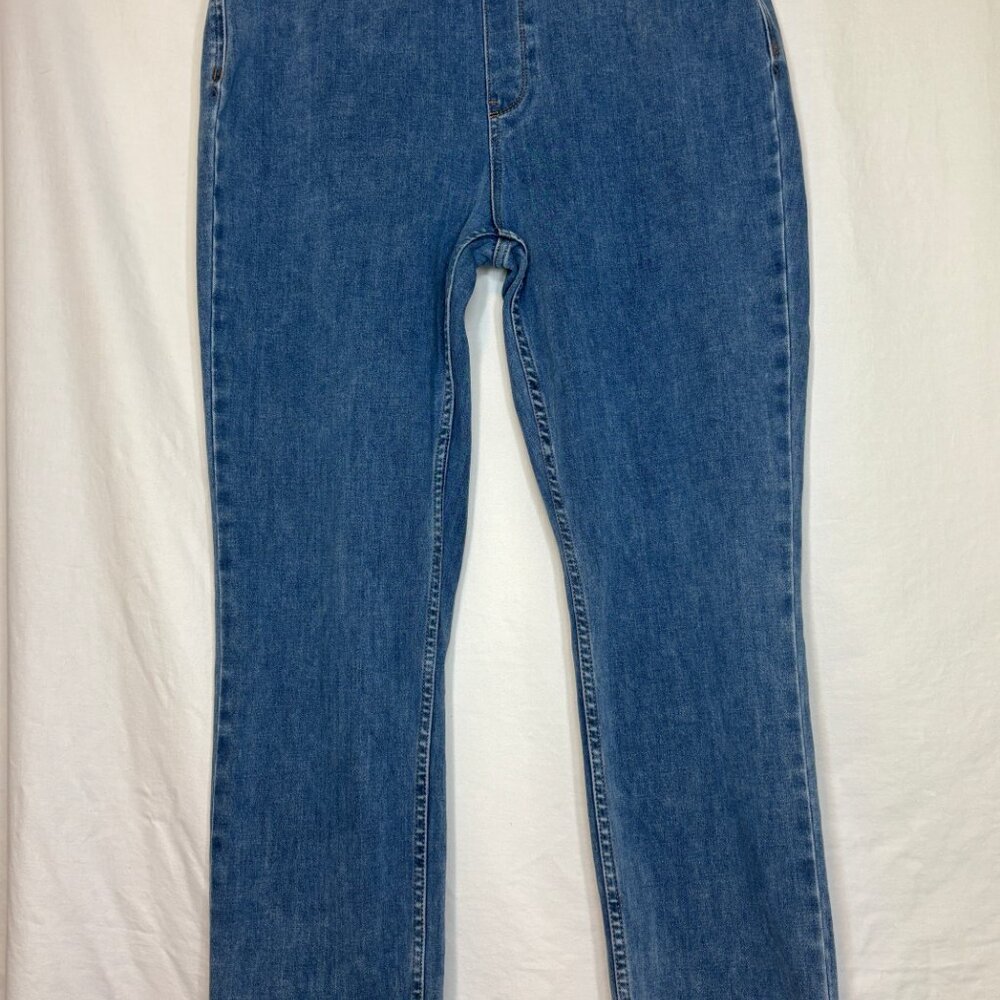 Soft Surroundings Large Jeans Straight Leg Pull On Elastic Waist